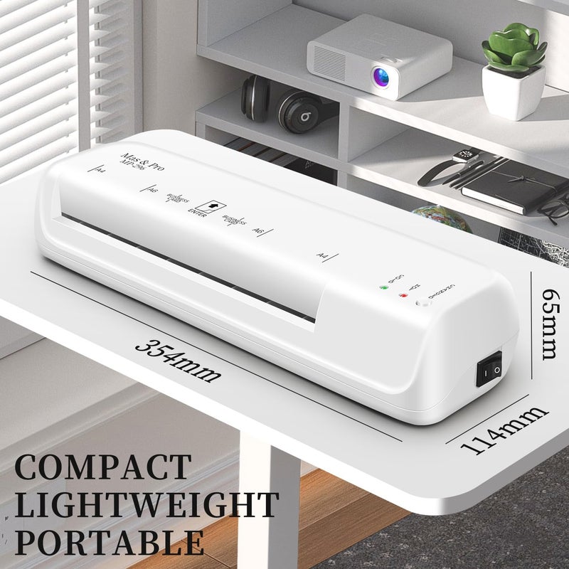 Mas & Pro Thermal Laminator Machine 9 Inch with 40 Laminating Sheets, Hot & Cold, Anti-Jam, Fast Warm-Up, 2-Roller, Portable for Home Office School, Letter Size/A4/A5/A6/Photo/Document, White - Image 4